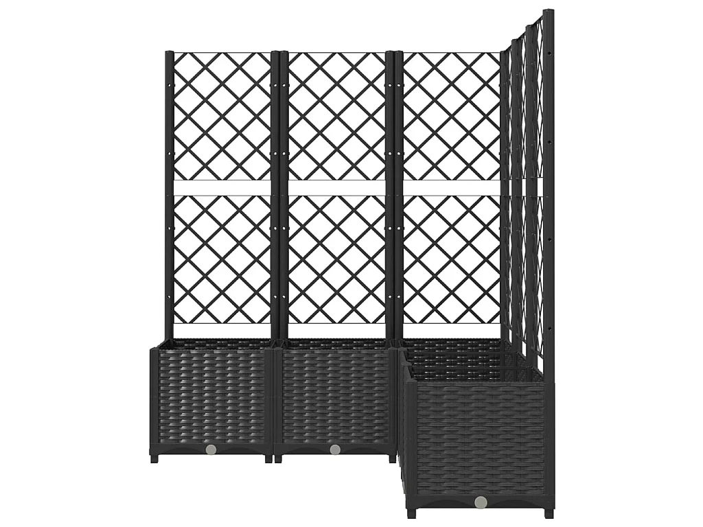 Jardinière avec treillis Noir 120x120x136 PP