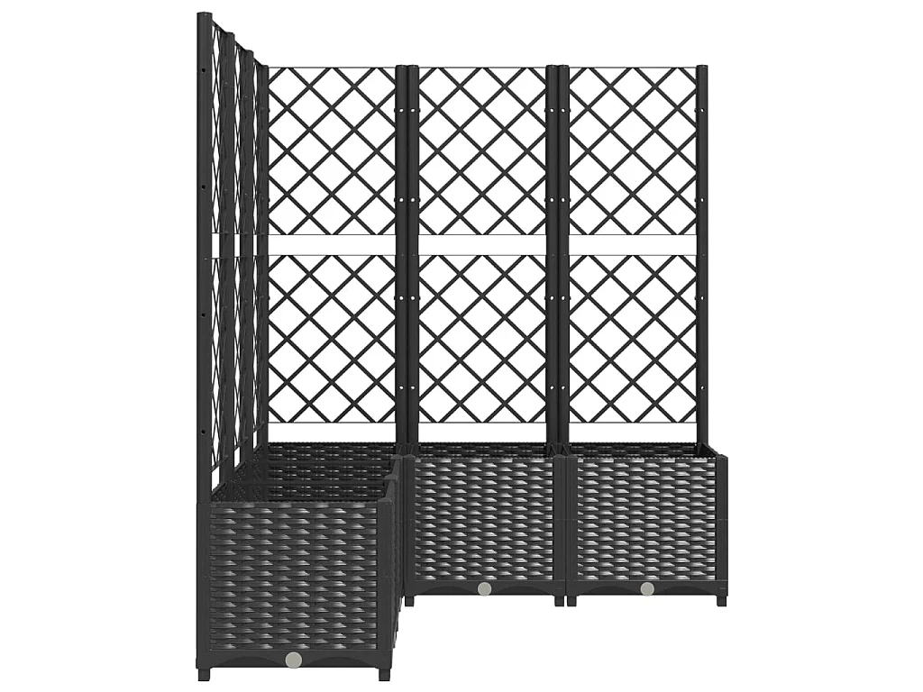 Jardinière avec treillis Noir 120x120x136 PP