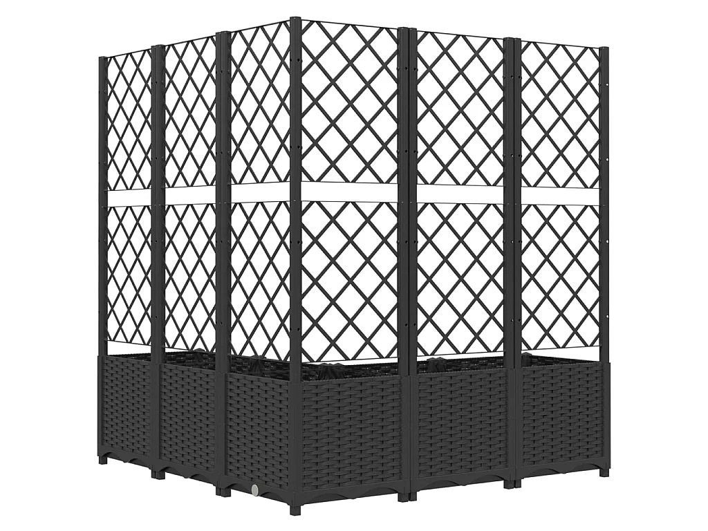 Jardinière avec treillis Noir 120x120x136 PP