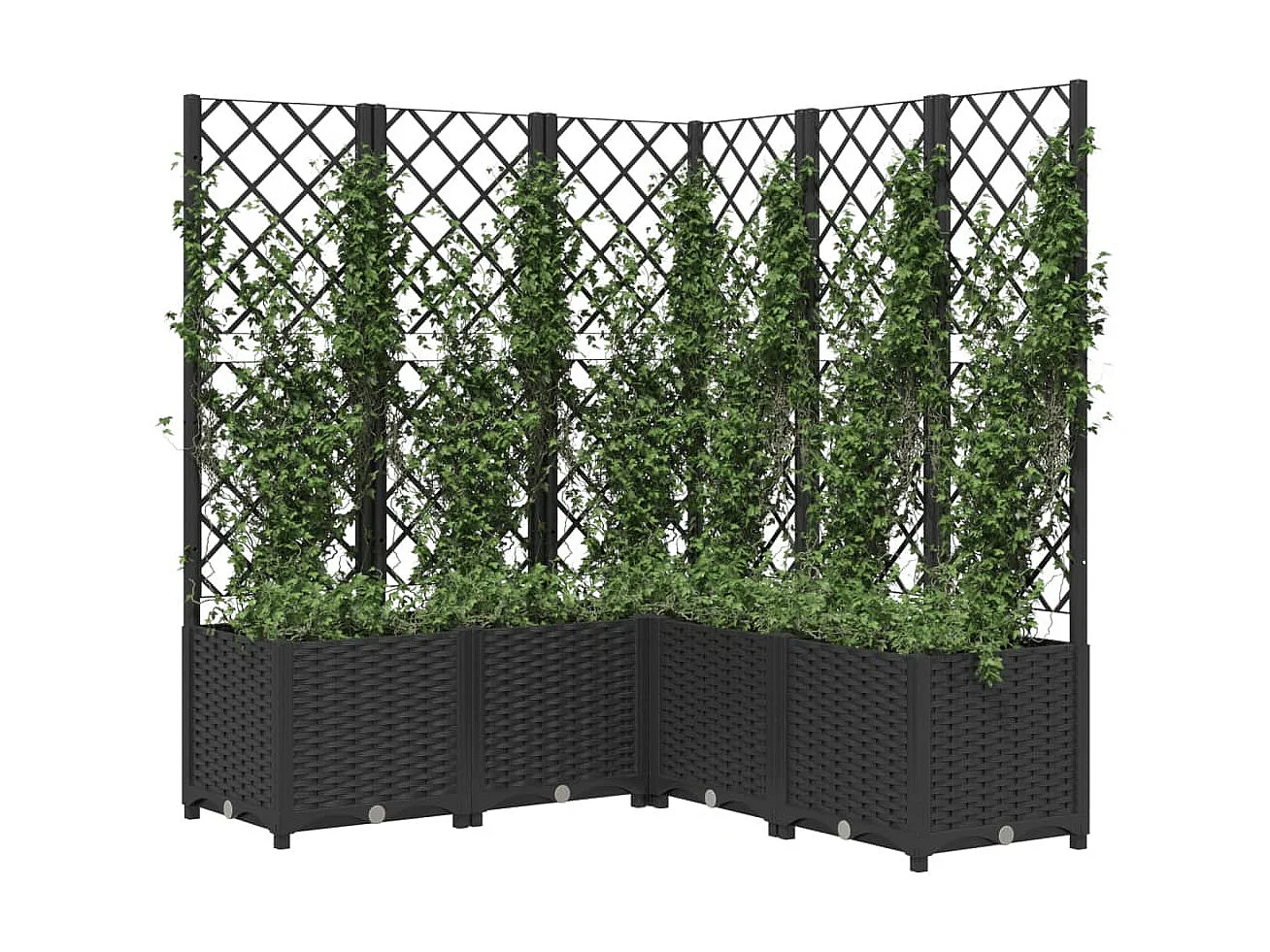 Jardinière avec treillis Noir 120x120x136 PP