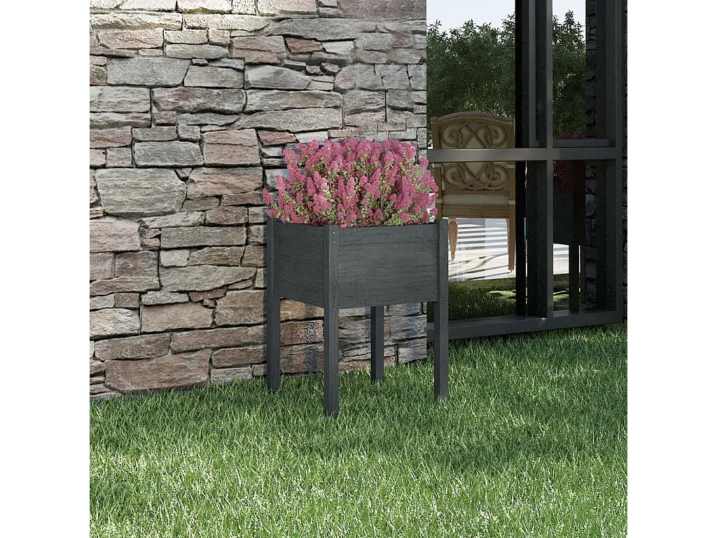 Jardinière Gris 50x50x70 Bois de pin massif