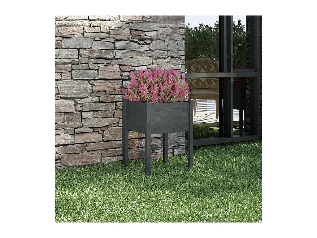 Jardinière Gris 50x50x70 Bois de pin massif