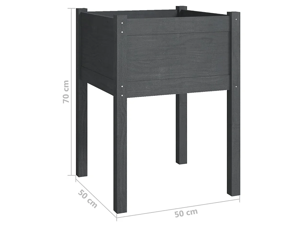 Jardinière Gris 50x50x70 Bois de pin massif