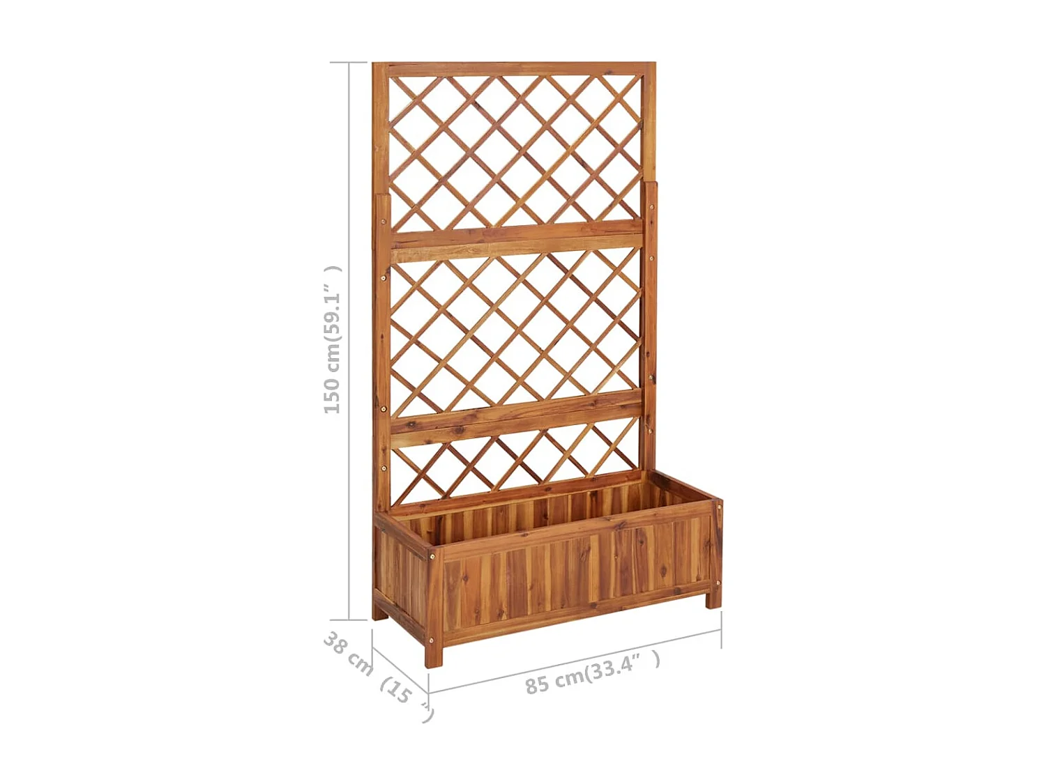 Jardinière avec treillis 85x38x150 Bois massif d'acacia