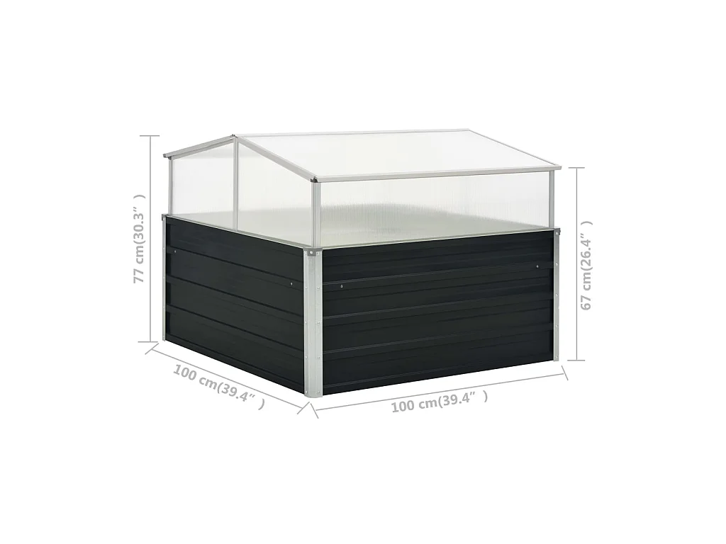 Serre Anthracite 100x100x77 Acier galvanisé