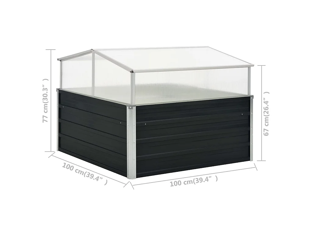 Serre Anthracite 100x100x77 Acier galvanisé