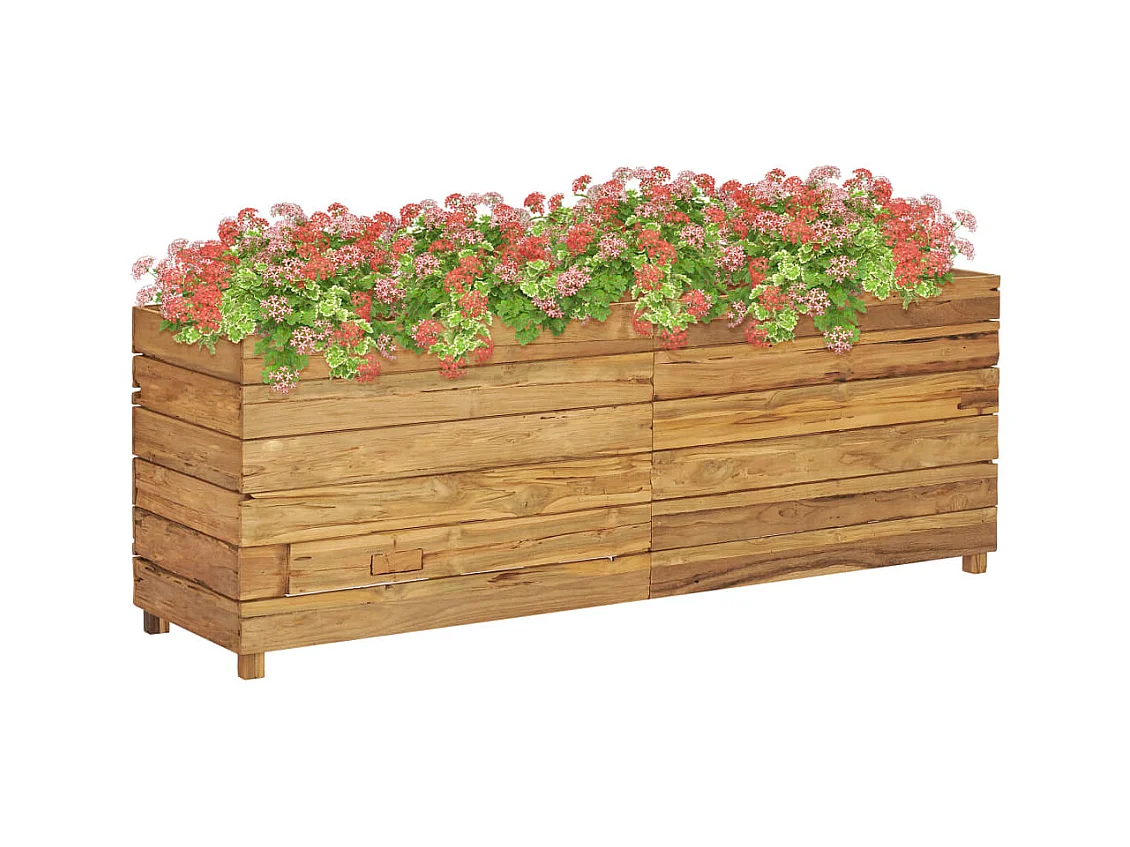 Jardinière 150x40x55 Bois de teck recyclé et acier