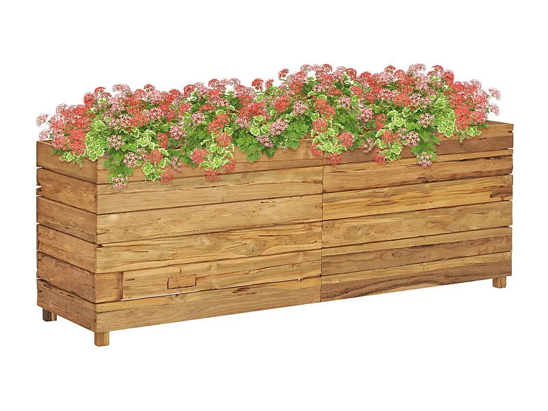 Jardinière 150x40x55 Bois de teck recyclé et acier