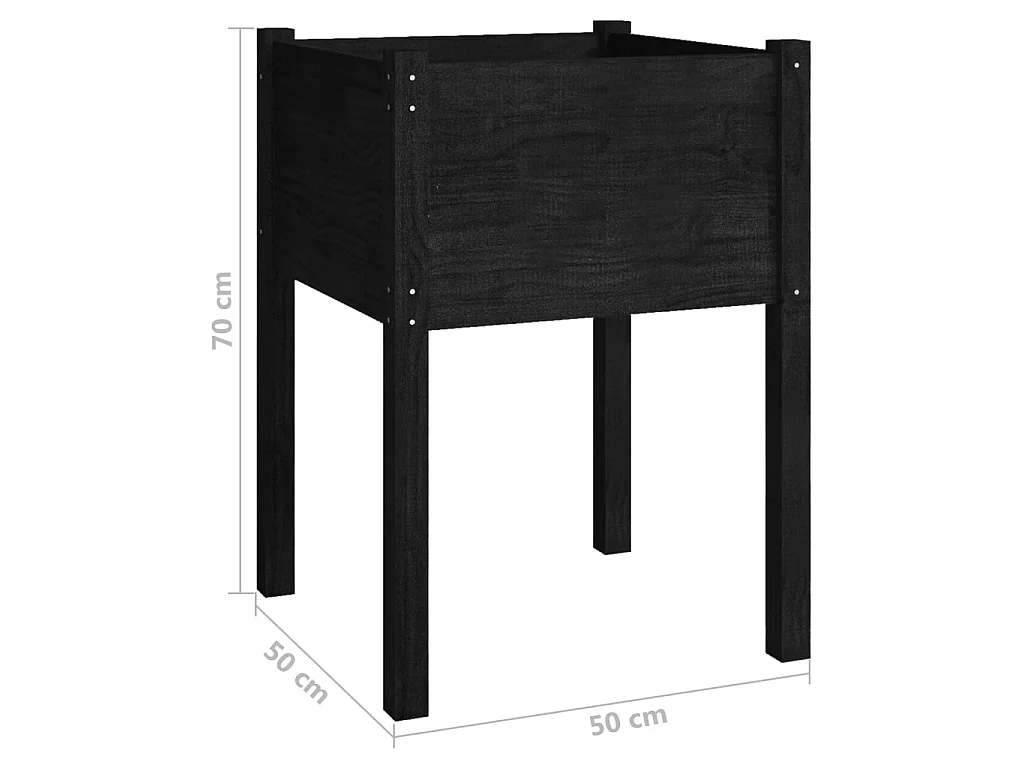 Jardinières 2 pcs Noir 50x50x70 Bois de pin massif