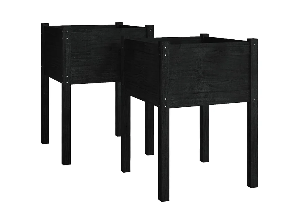 Jardinières 2 pcs Noir 50x50x70 Bois de pin massif