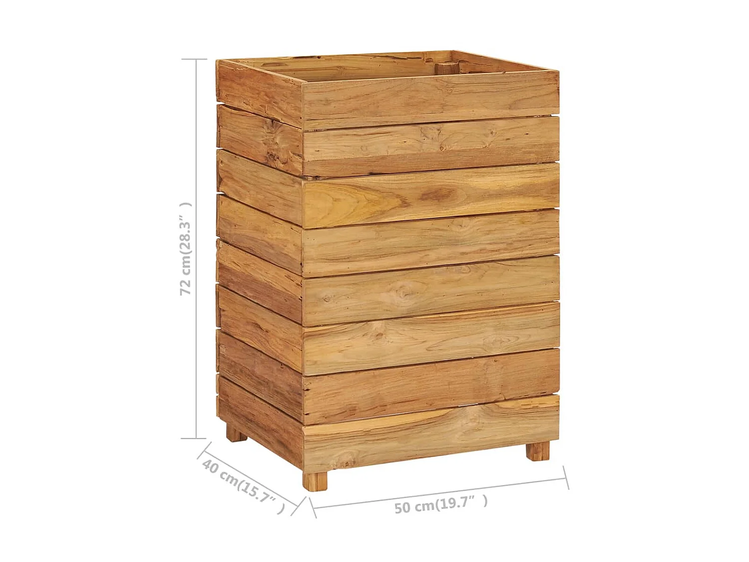 Jardinière 50x40x72 Bois de teck recyclé et acier