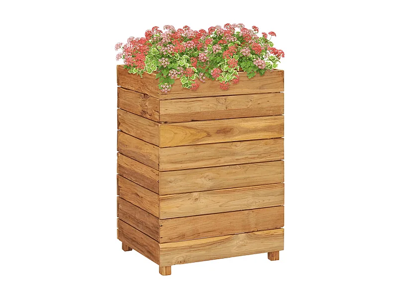 Jardinière 50x40x72 Bois de teck recyclé et acier