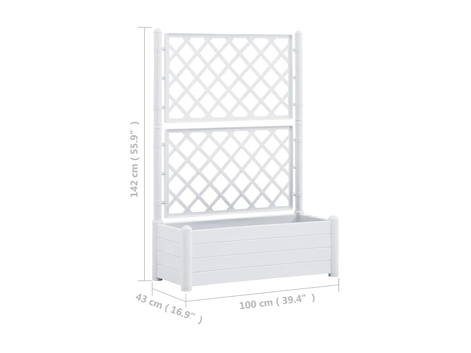 Jardinière avec treillis 100x43x142 PP Blanc