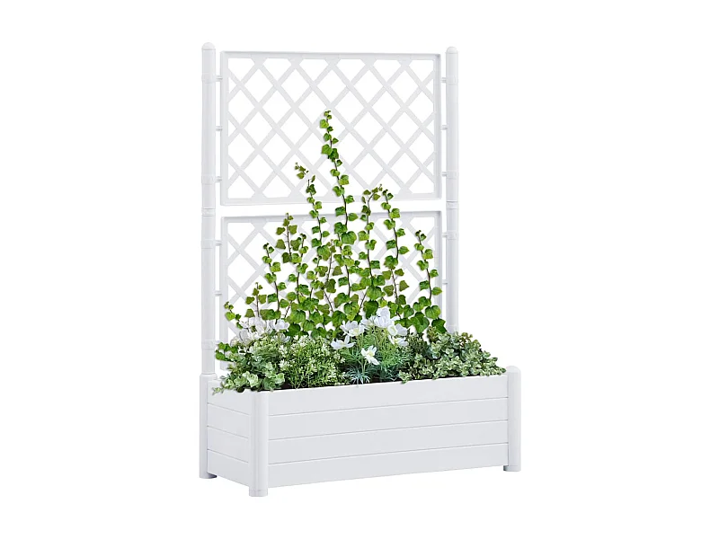 Jardinière avec treillis 100x43x142 PP Blanc