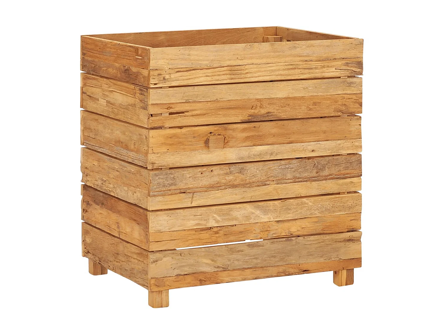 Jardinière 50x40x55 Bois de teck recyclé et acier