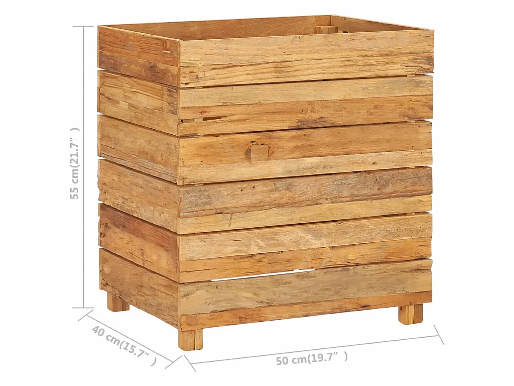 Jardinière 50x40x55 Bois de teck recyclé et acier