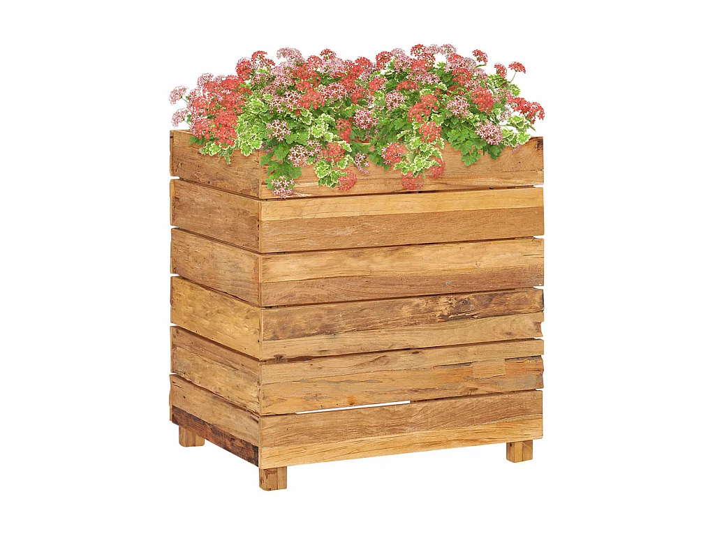 Jardinière 50x40x55 Bois de teck recyclé et acier