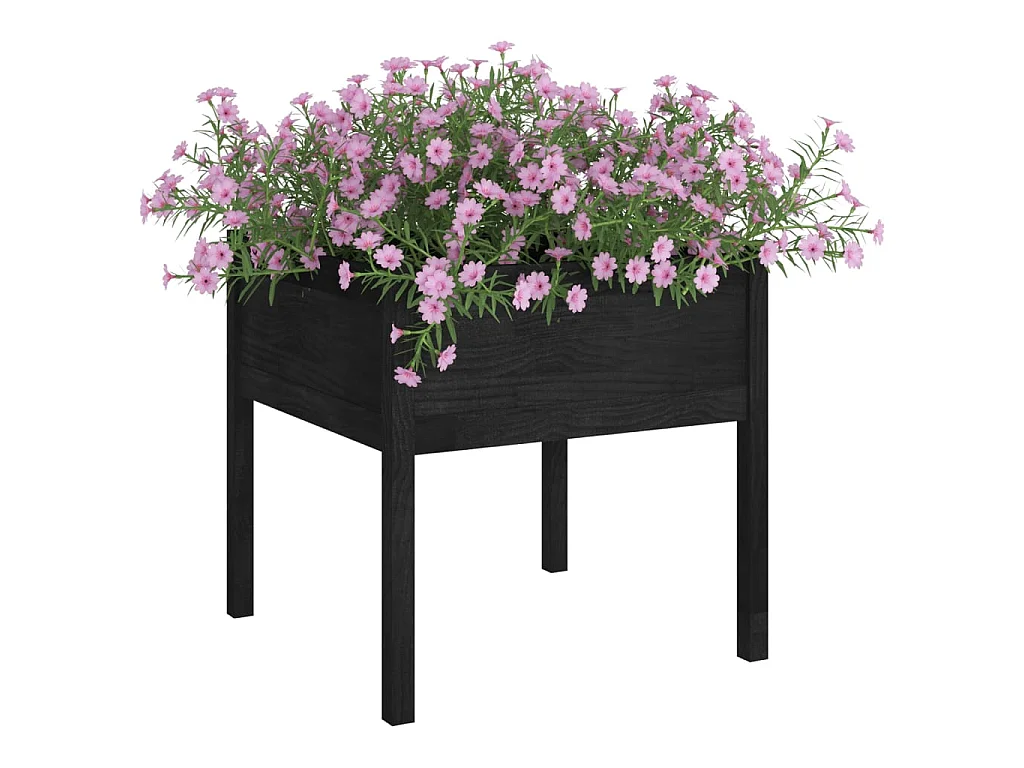 Jardinières 2 pcs Noir 70x70x70 Bois de pin massif