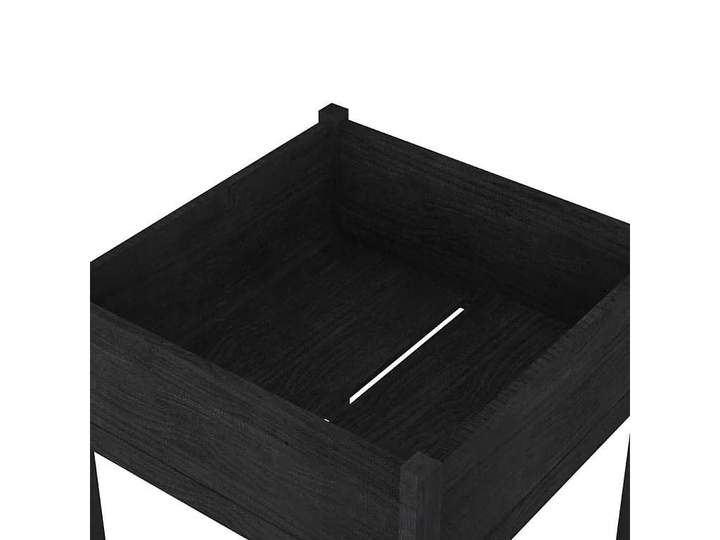 Jardinières 2 pcs Noir 70x70x70 Bois de pin massif