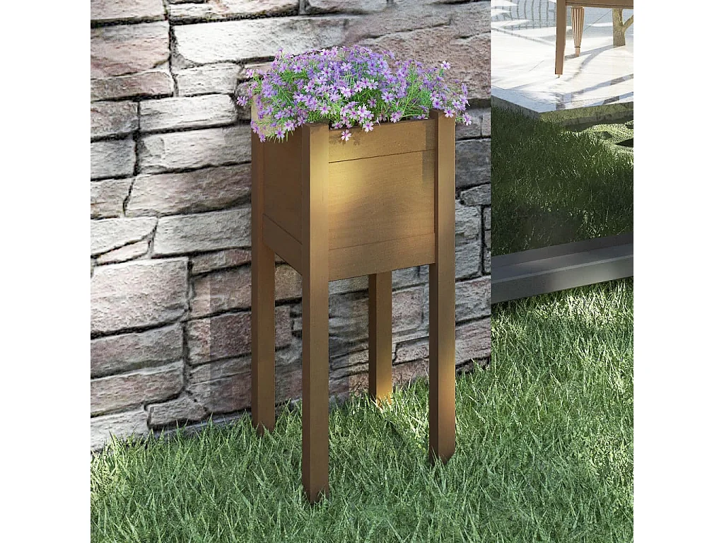 Jardinière d'extérieur Marron miel 31x31x70 Bois de pin