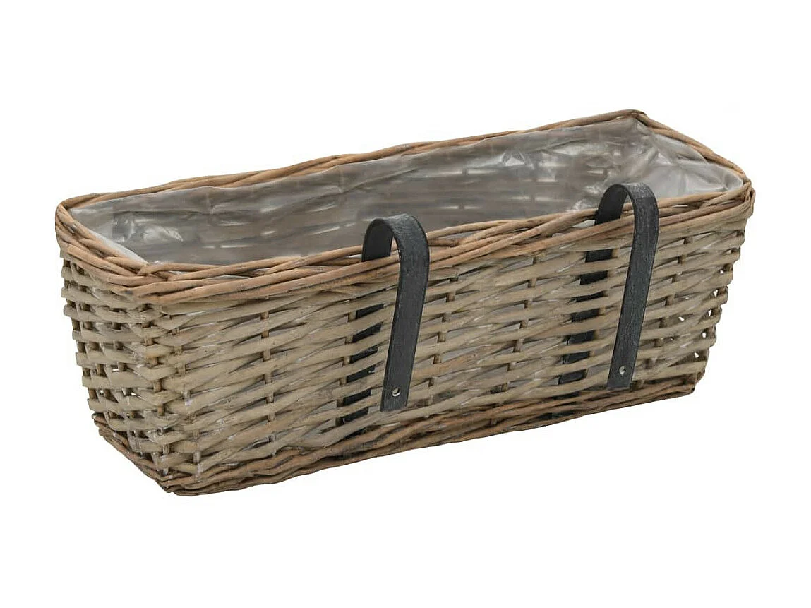 Jardinière de balcon 2 pcs Osier avec doublure en PE 40cm