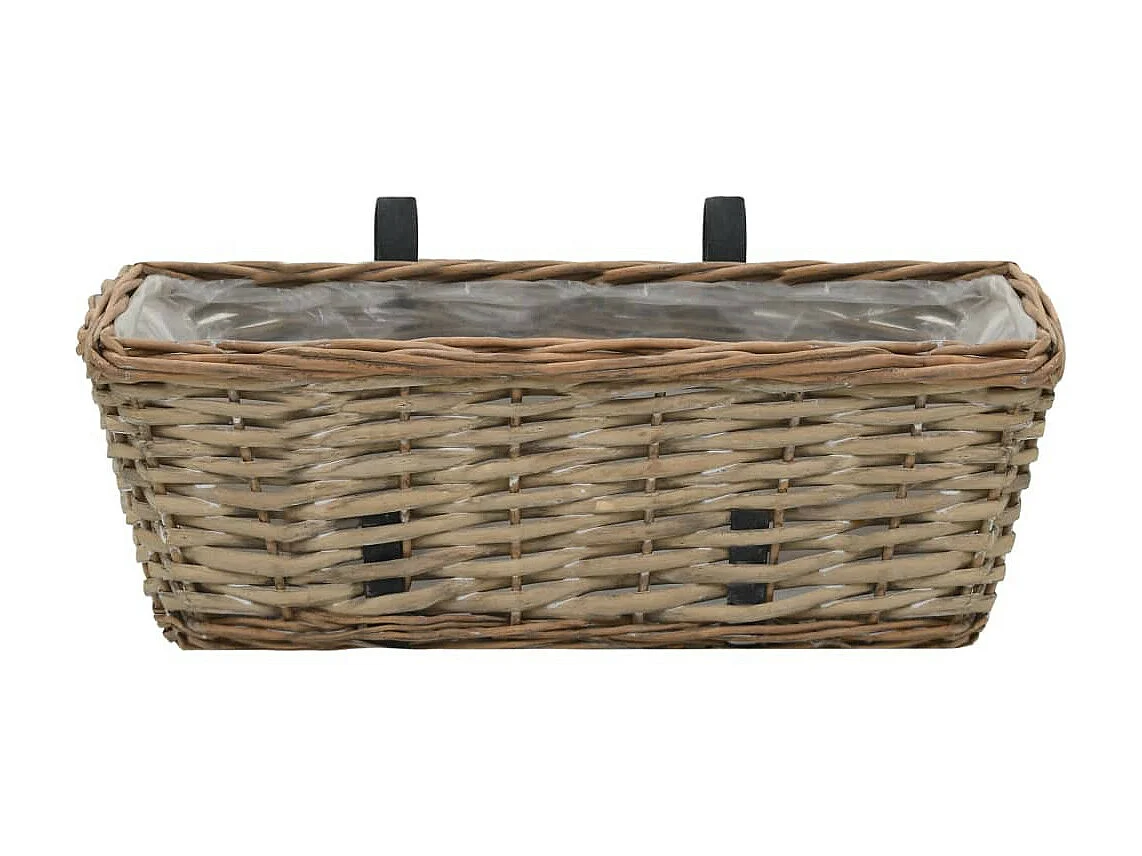 Jardinière de balcon 2 pcs Osier avec doublure en PE 40cm