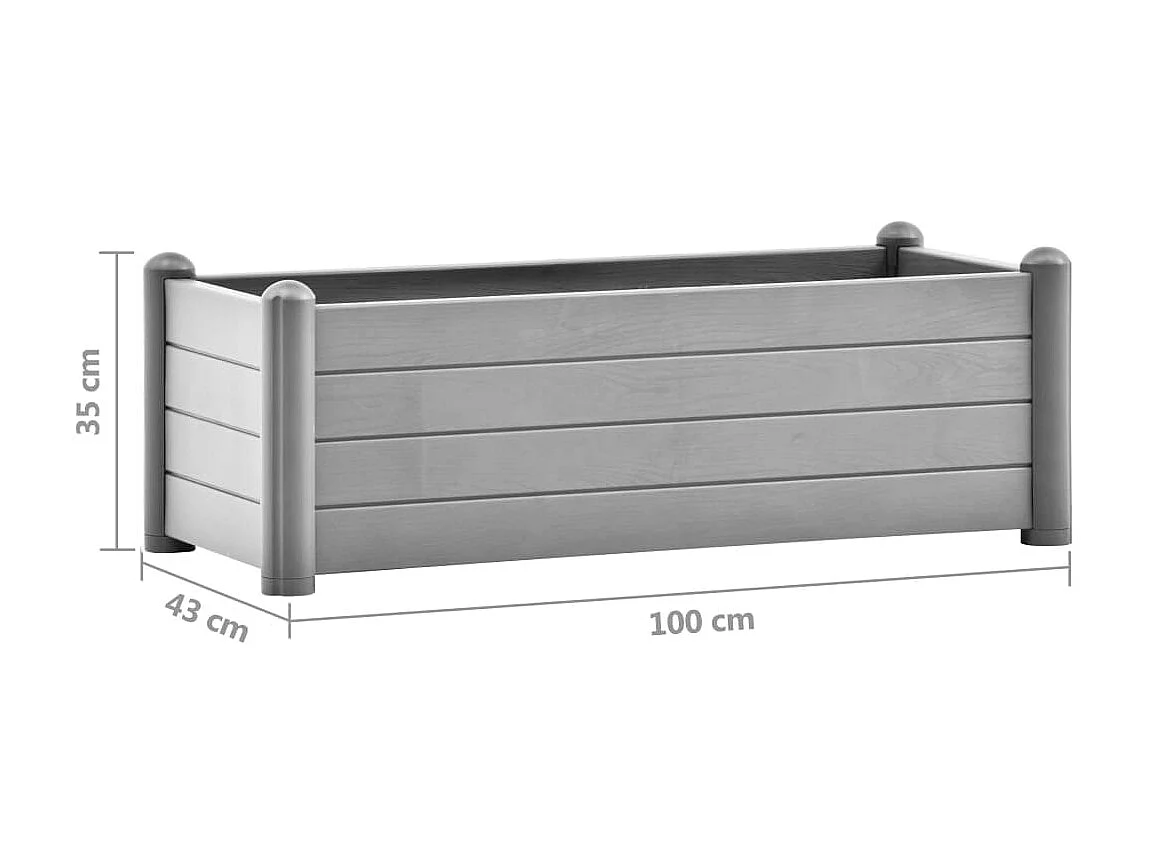Jardinière PP Gris pierre 100x43x35