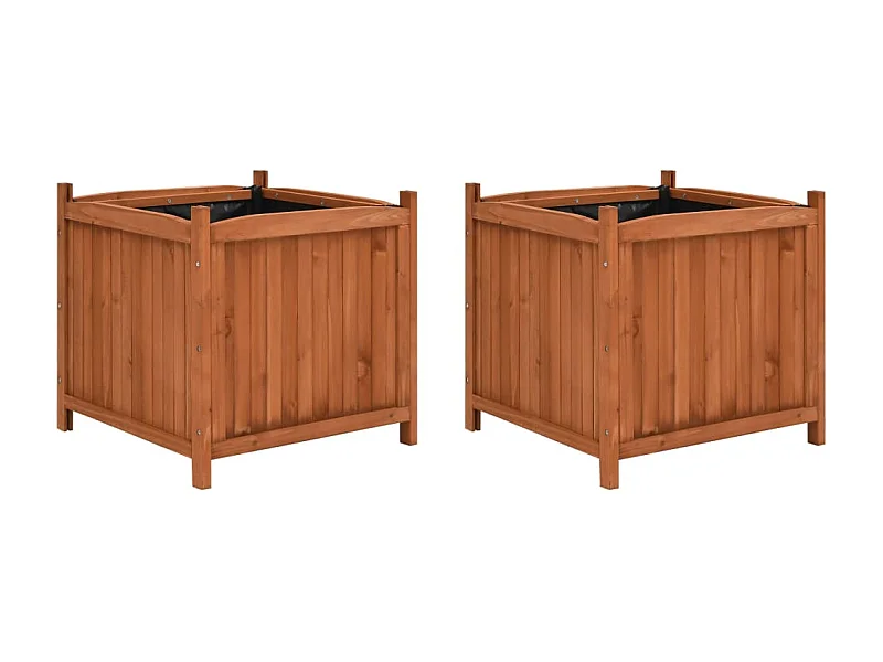 Jardinières surélevées 2 pcs 50x50x50 Bois de sapin