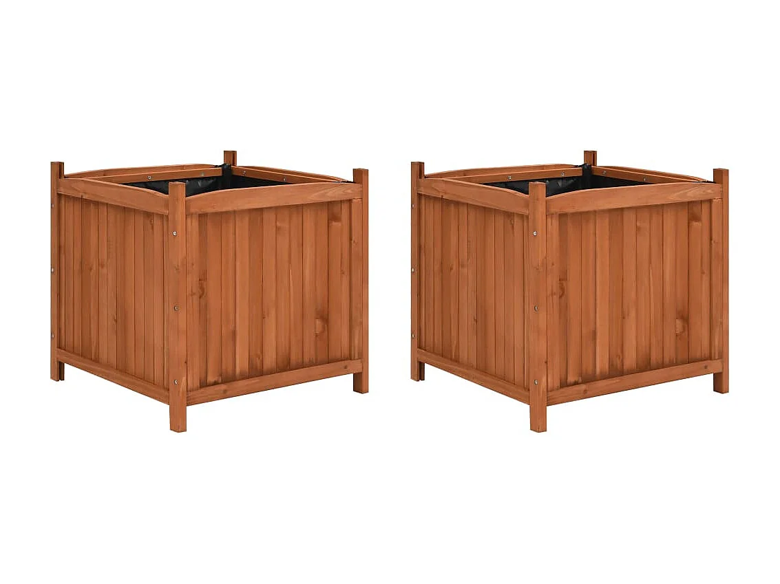 Jardinières surélevées 2 pcs 50x50x50 Bois de sapin