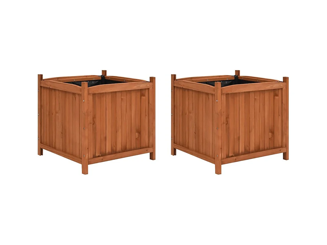 Jardinières surélevées 2 pcs 50x50x50 Bois de sapin
