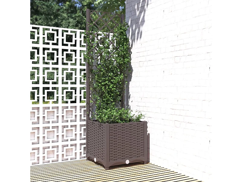 Jardinière avec treillis Marron 40x40x136 PP