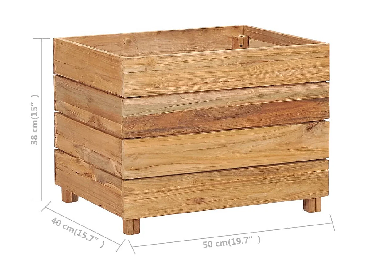 Jardinière 50x40x38 Bois de teck recyclé et acier