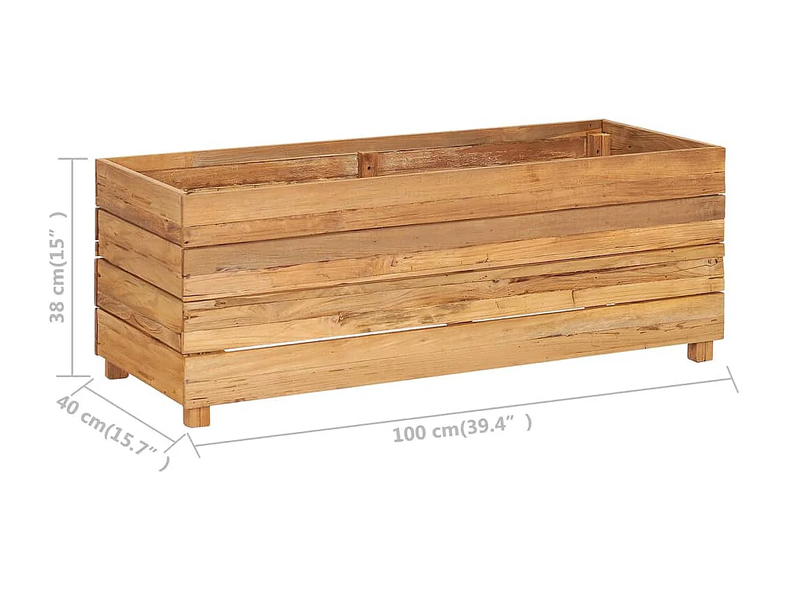 Jardinière 100x40x38 Bois de teck recyclé et acier