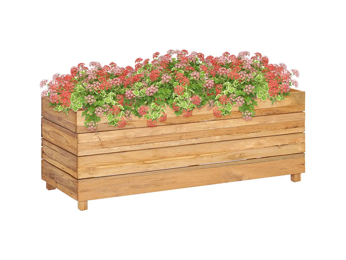 Jardinière 100x40x38 Bois de teck recyclé et acier