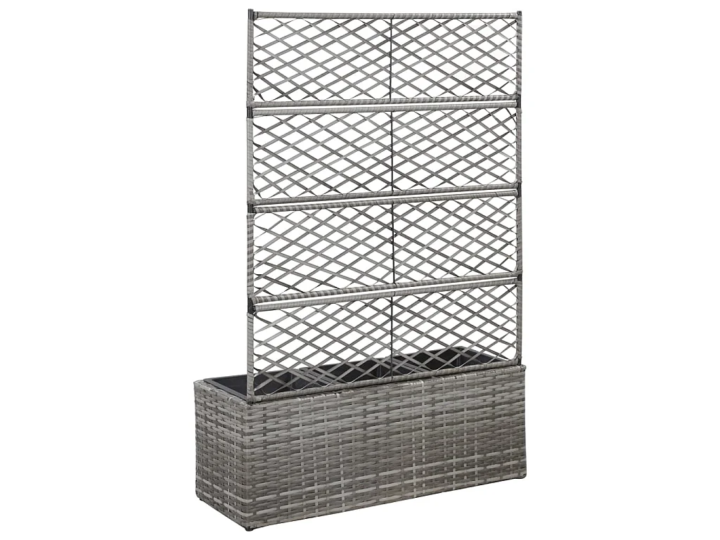 Jardinière en treillis 3 pots 83x30x130 Résine tressée Gris