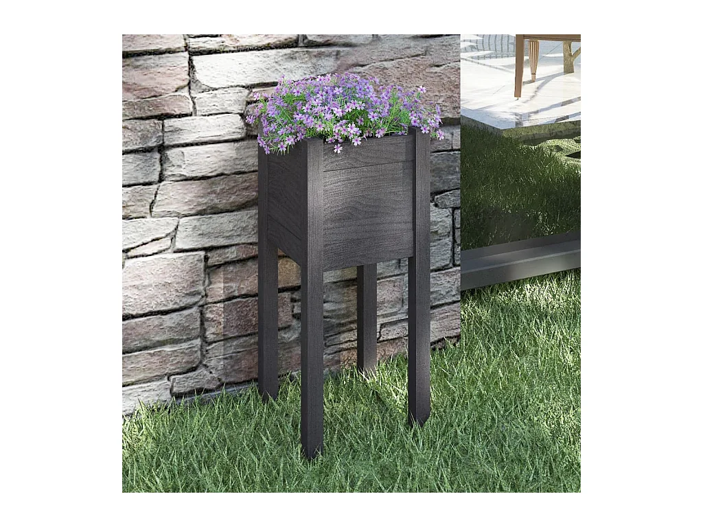 Jardinière d'extérieur Gris 31x31x70 Bois de pin massif