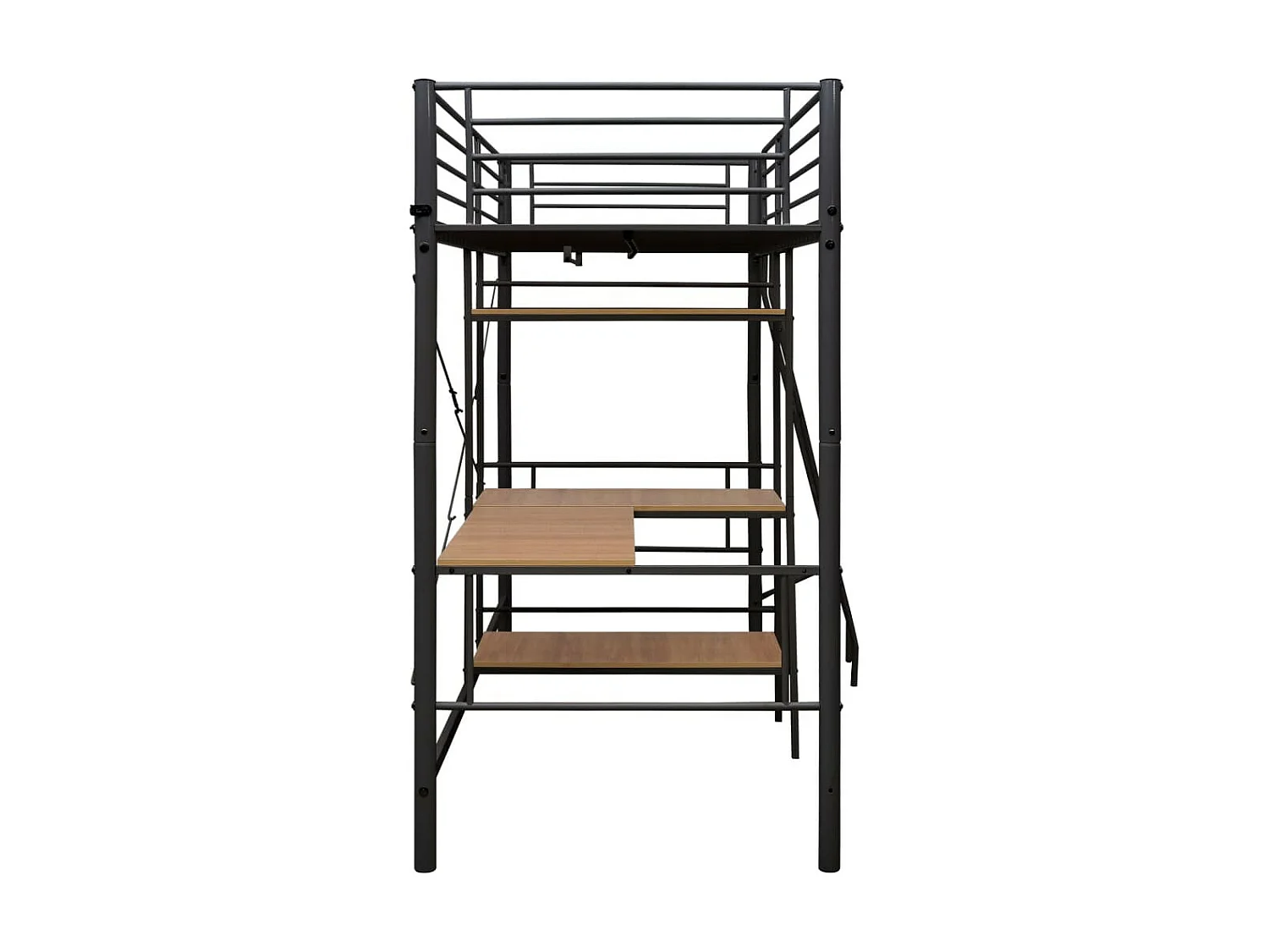 Stapelbedframe met tafel metaal grijs 90x200 cm
