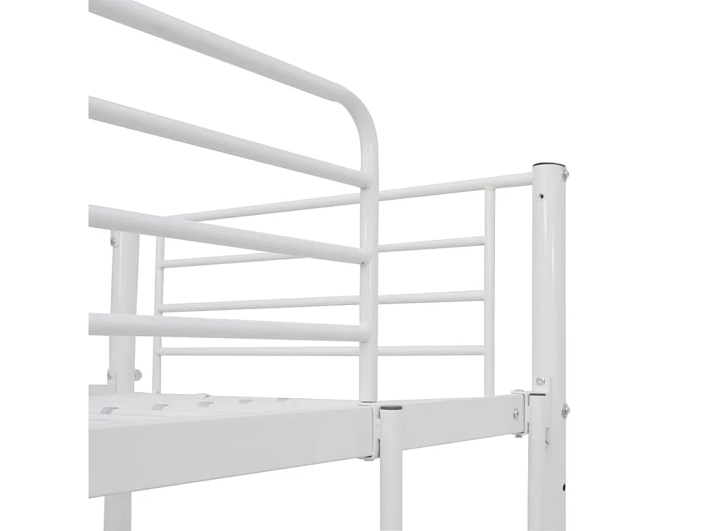 Lit mezzanine rmétal blanc avec bureau bois naturel Kozty 90x200