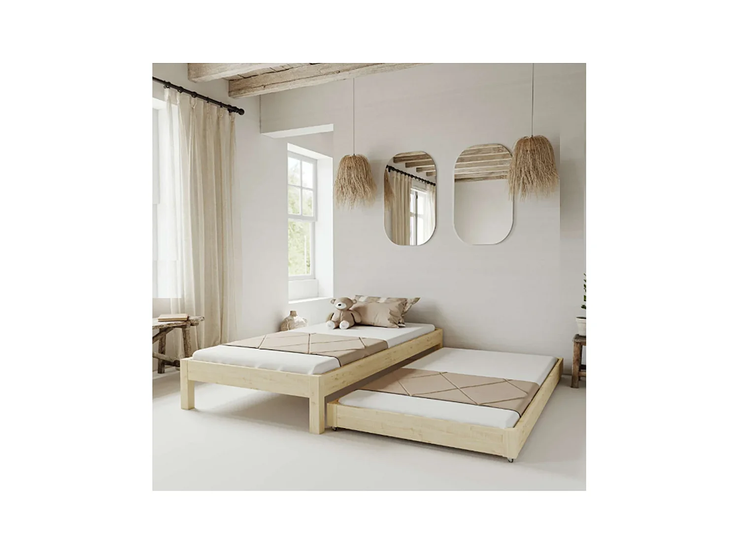 Lit simple avec deuxième couchette