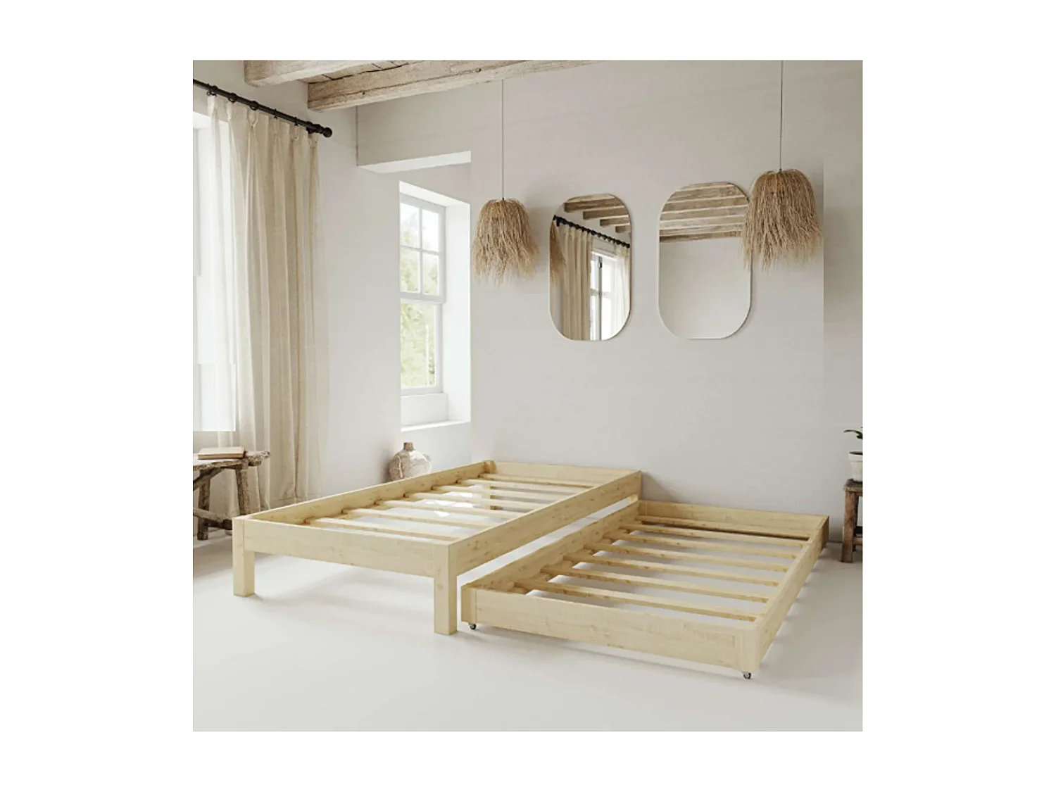 Cama individual con segunda cama