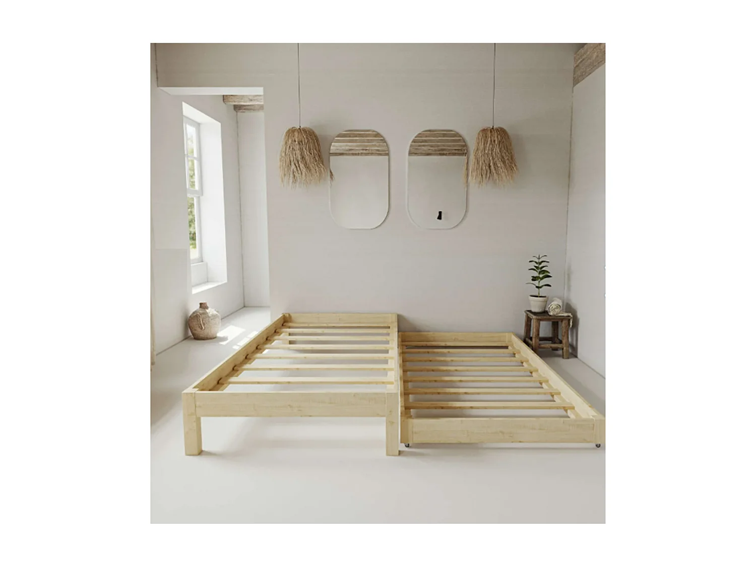 Cama individual con segunda cama