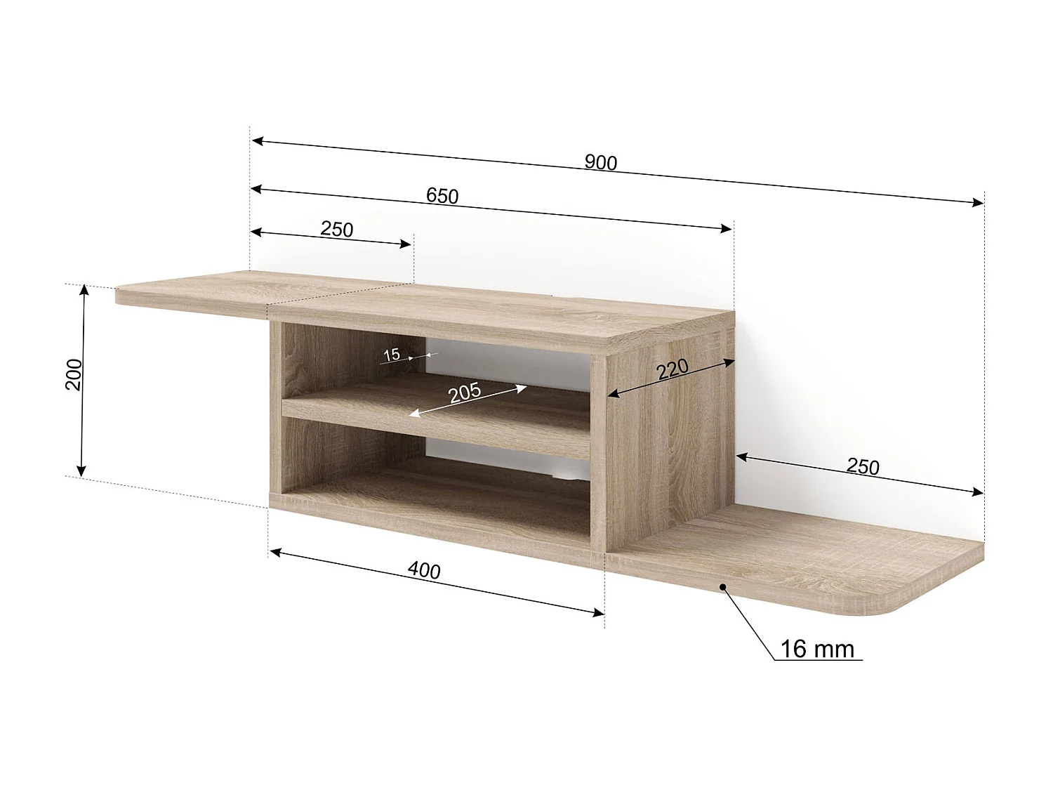 Meuble TV DEDAL 90 cm chêne sonoma