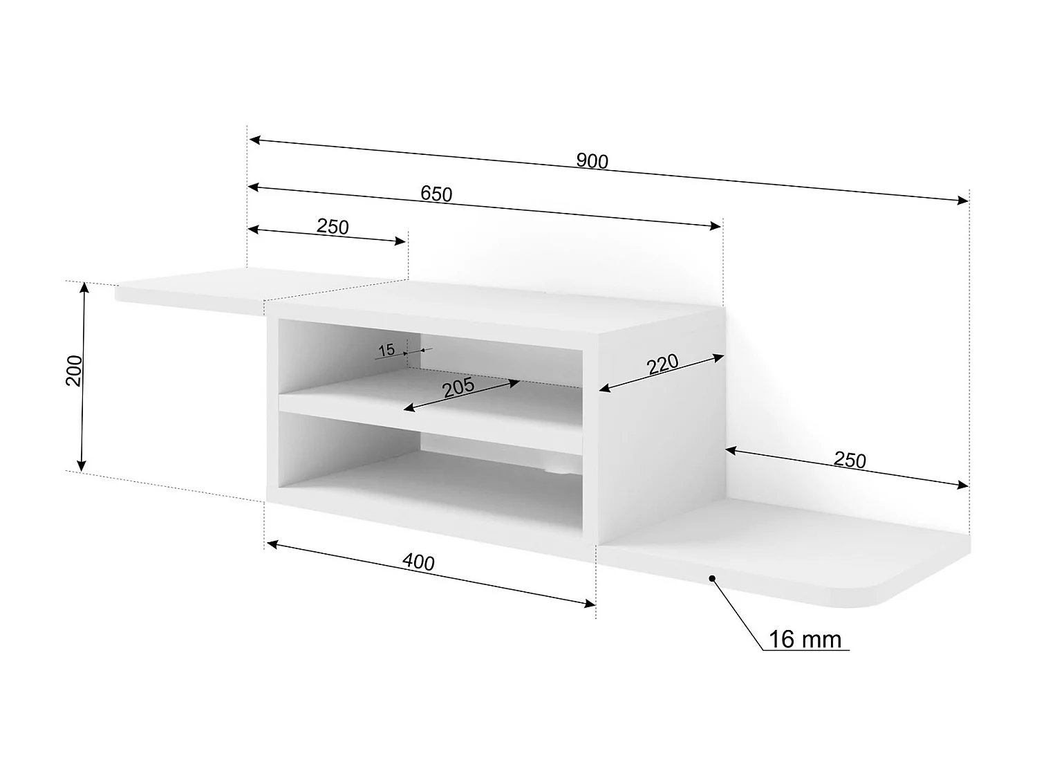 TV-meubel DEDAL 90 cm wit mat
