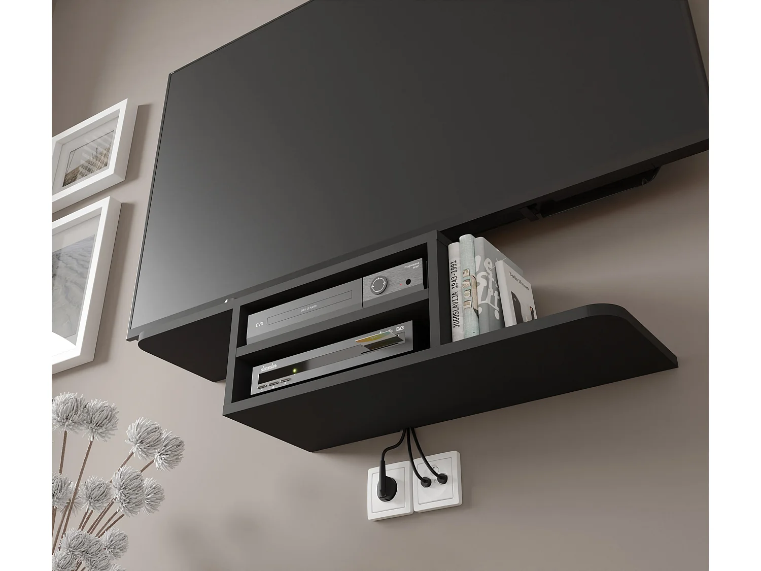 TV-Möbel DEDAL 90 cm schwarz matt