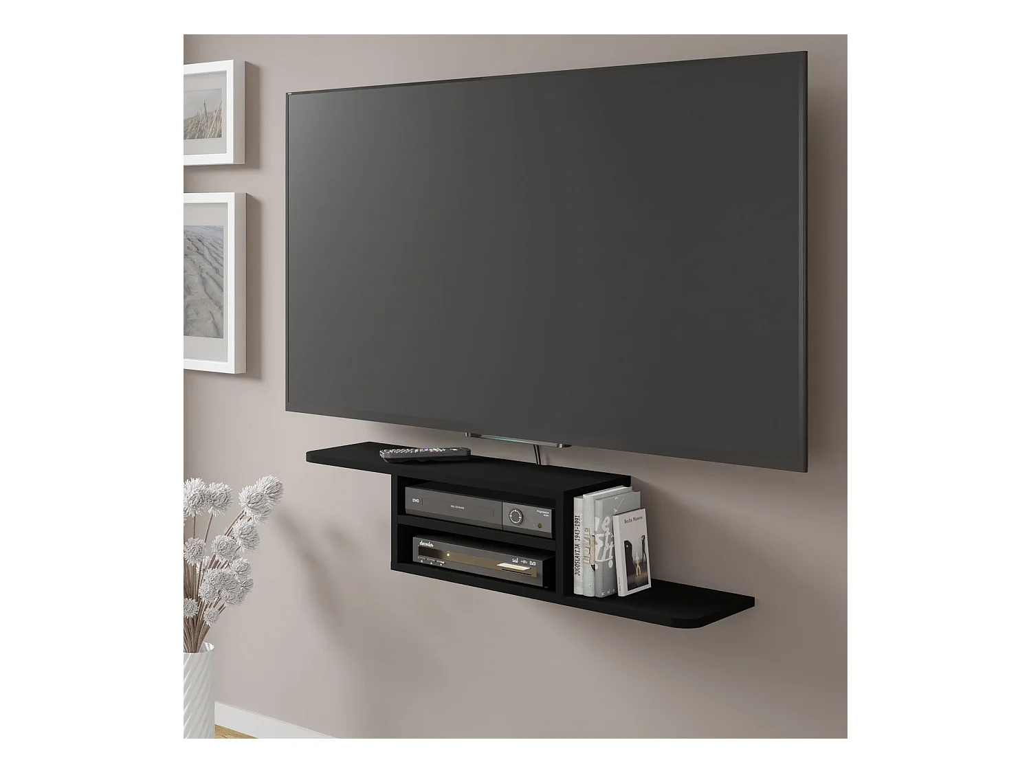 Meuble TV DEDAL 90 cm noir mat