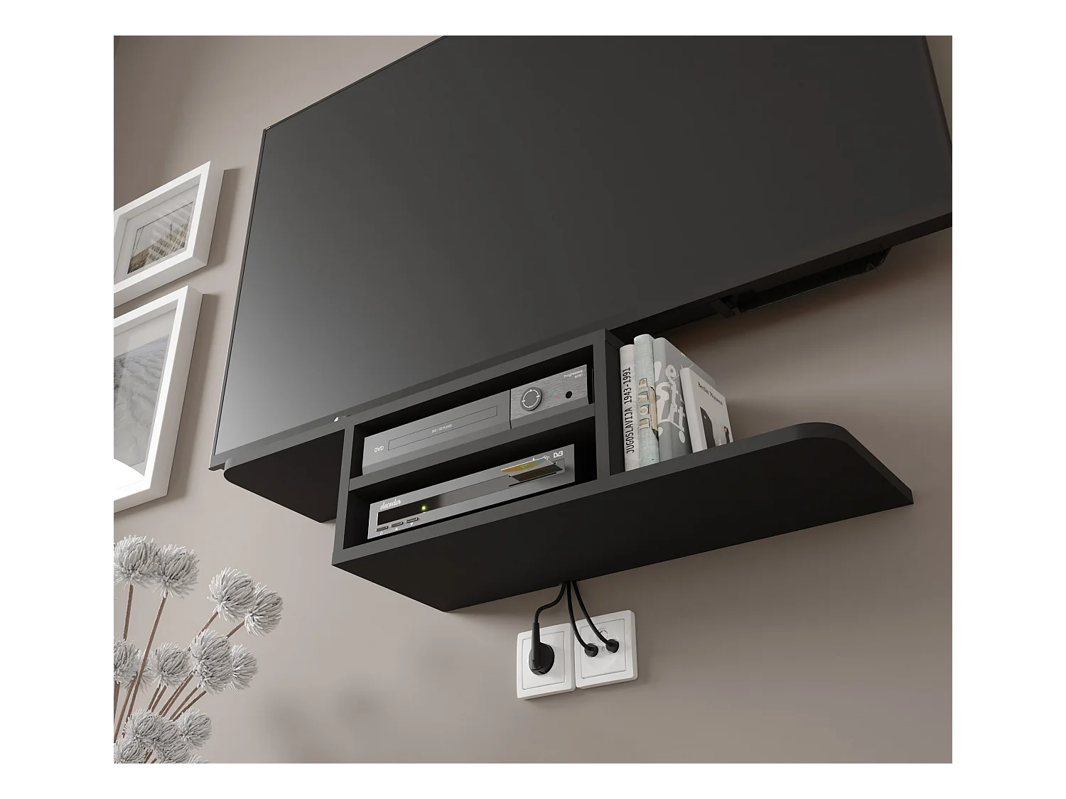 Meuble TV DEDAL 90 cm noir mat