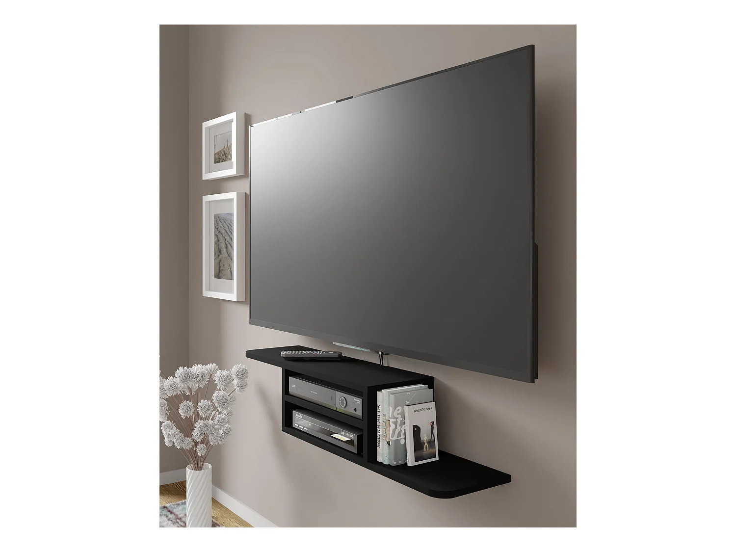 Meuble TV DEDAL 90 cm noir mat