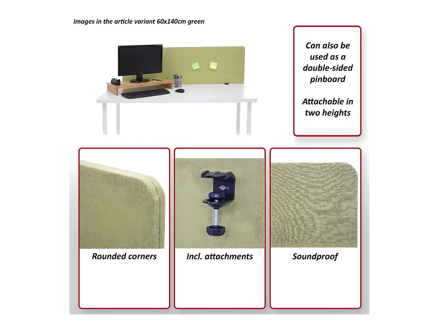 Cloison acoustique de bureau MCW-G75,  75x60cm,marron-gris