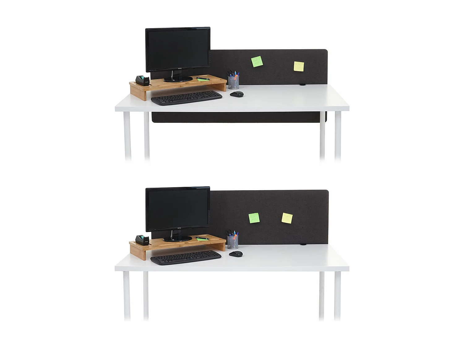 Cloison acoustique de bureau MCW-G75,  140x60cm, marron-gris