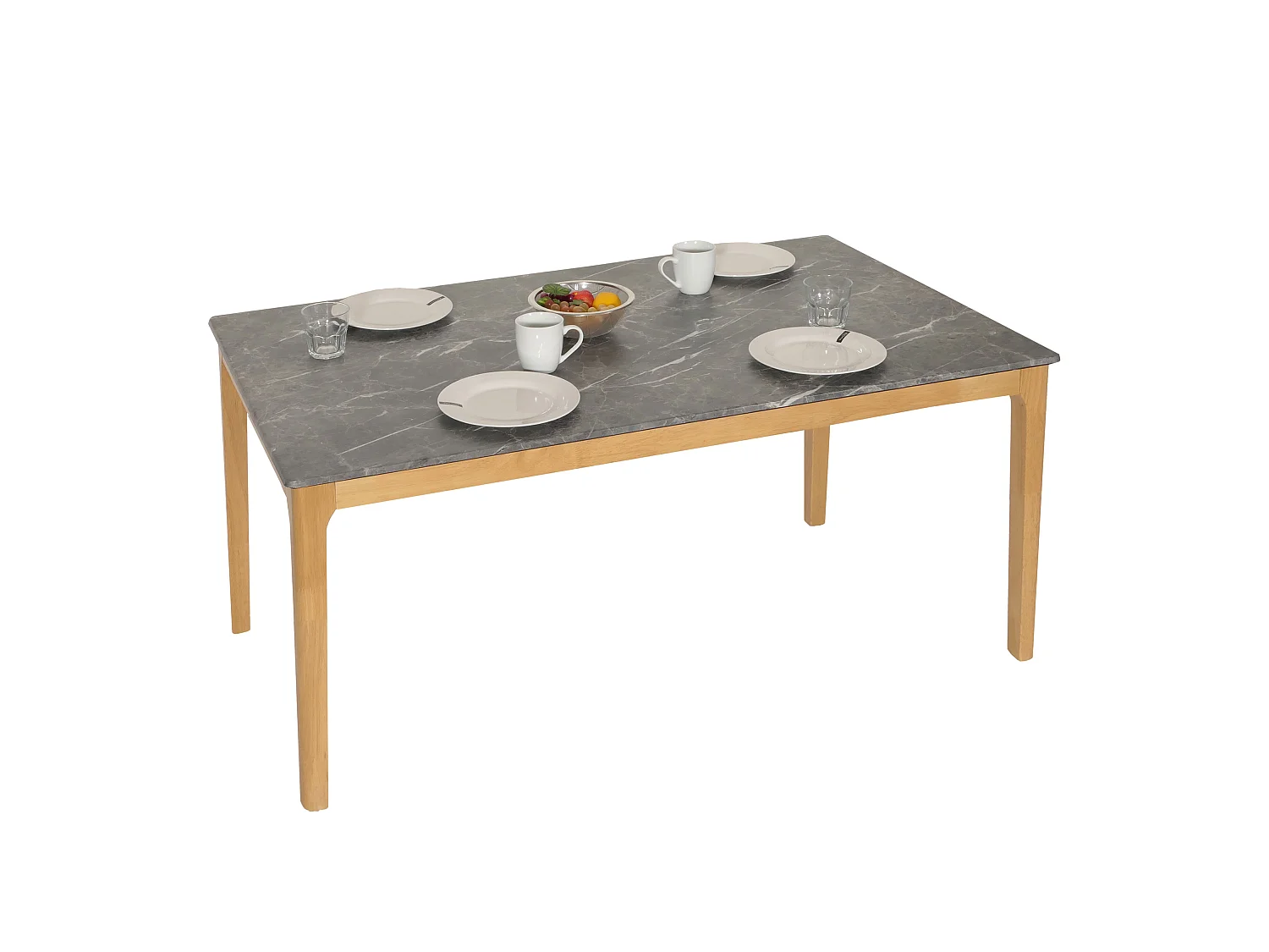 Tavolo pranzo salotto soggiorno MCW-M55 76x135x80cm laminato HPL legno chiaro effetto marmo
